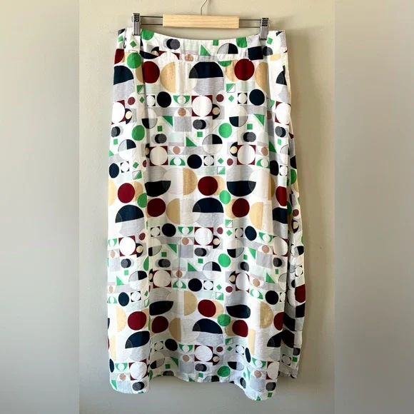 ICHI Geometric Print Maxi Skirt Multicolor Button Front Skirt - Picture 8 of 9